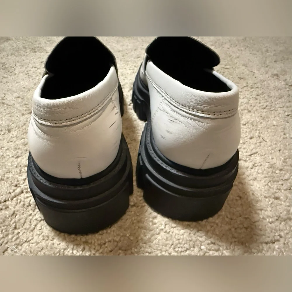Women’s Marc Fisher Cream Loafers with chunky Black Soles